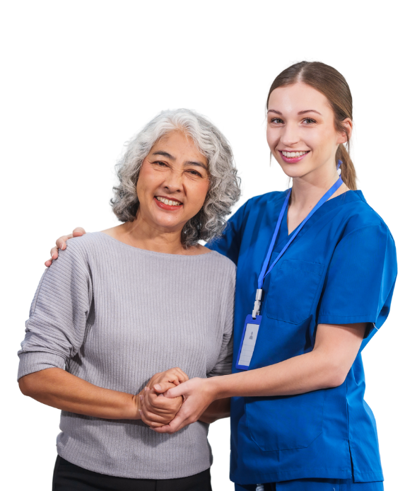 Caregiver providing senior home care services to an elderly woman in Richboro, PA