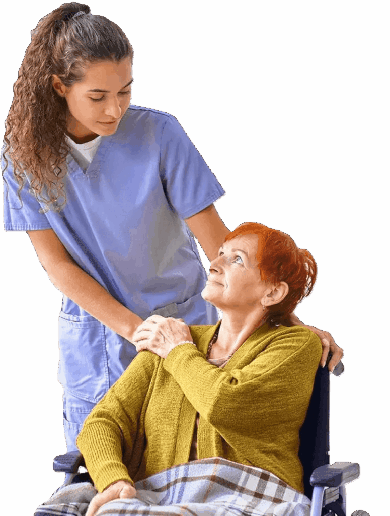 Caregiver providing 24-hour home care services to a senior woman in Richboro, PA